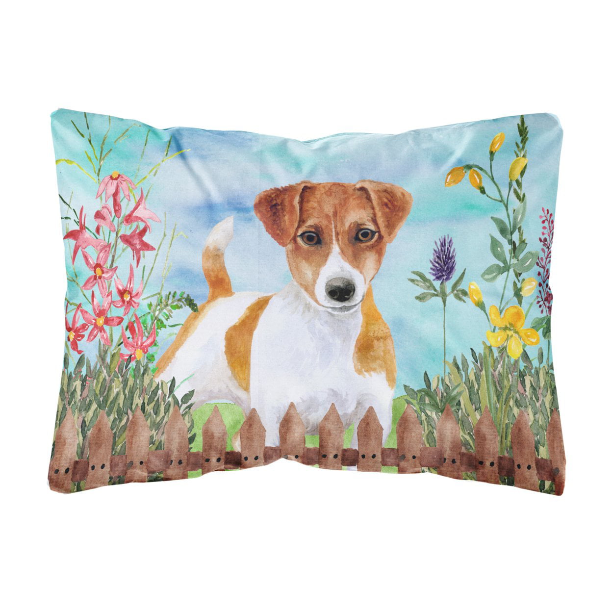 Jack Russell Terrier Spring Canvas Fabric Decorative Pillow