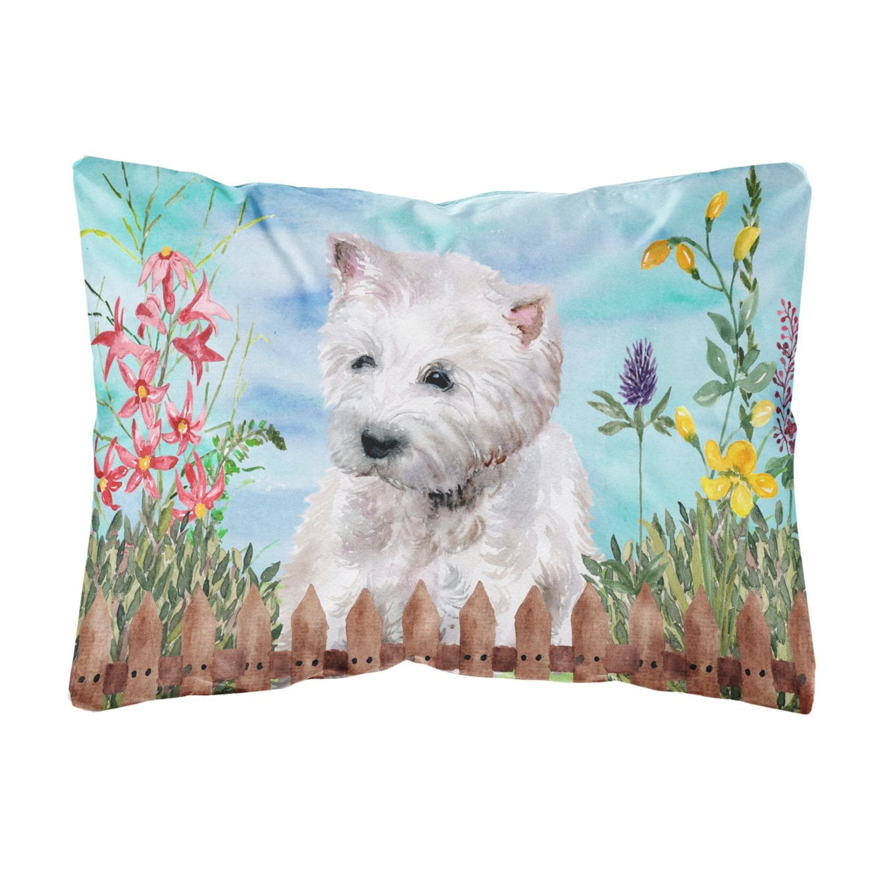 Westie Spring Canvas Fabric Decorative Pillow
