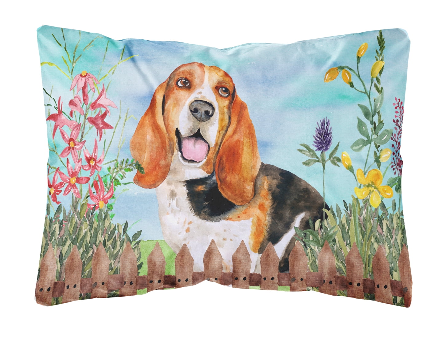Basset Hound Spring Canvas Fabric Decorative Pillow