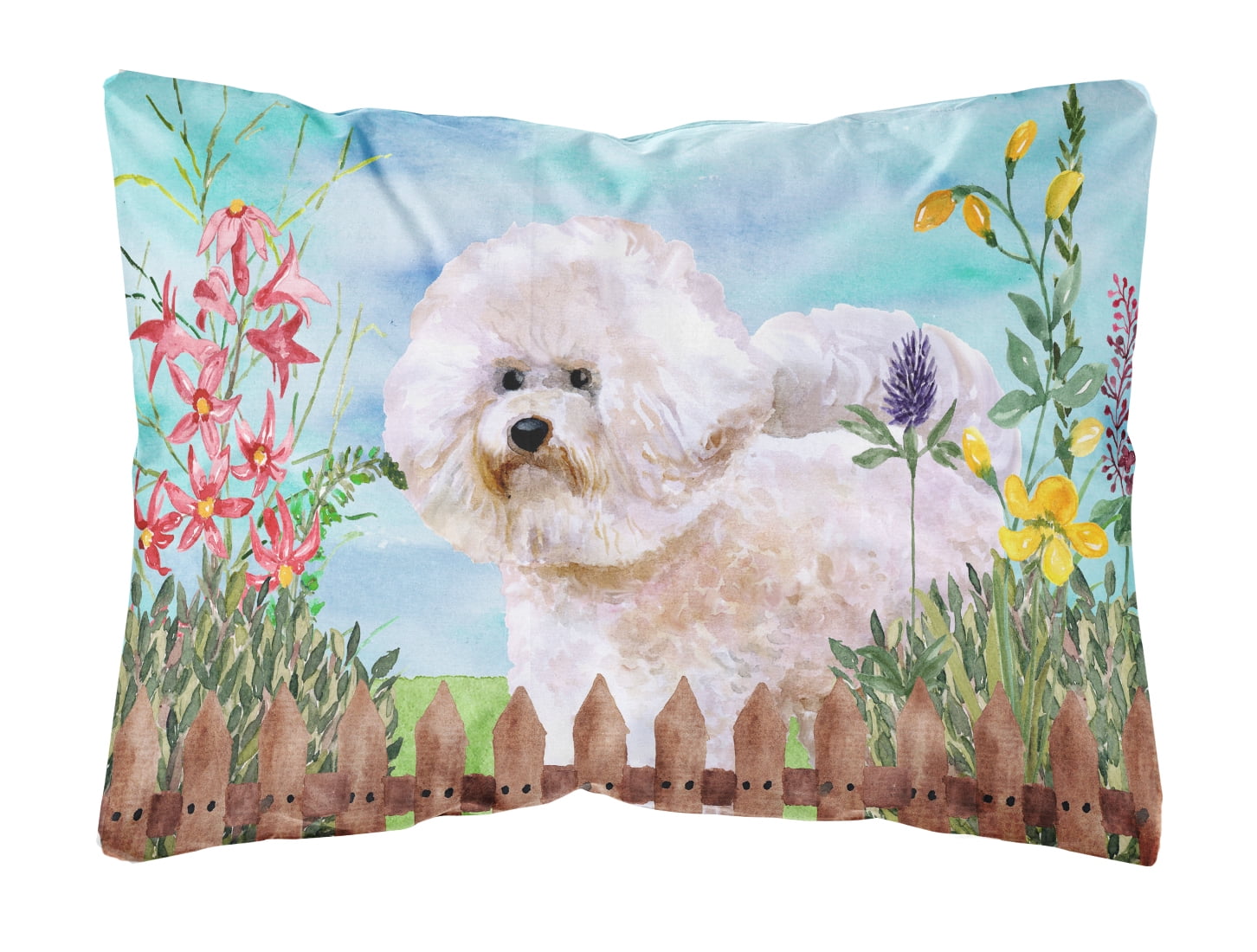 Bichon Frise No.2 Spring Canvas Fabric Decorative Pillow