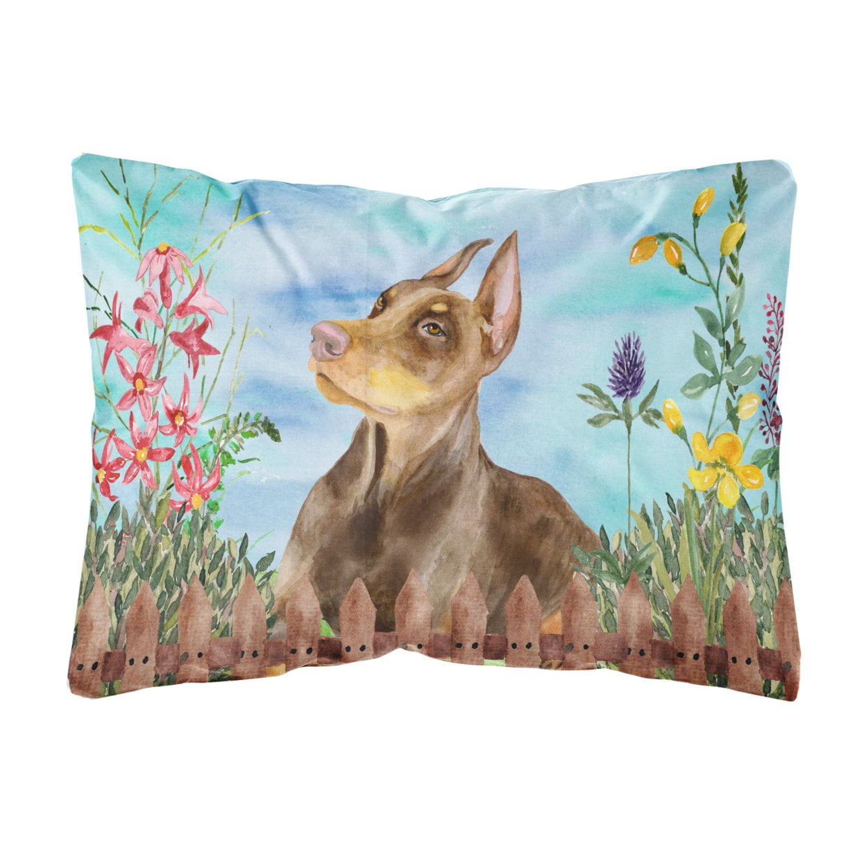 Doberman Pinscher Spring Canvas Fabric Decorative Pillow
