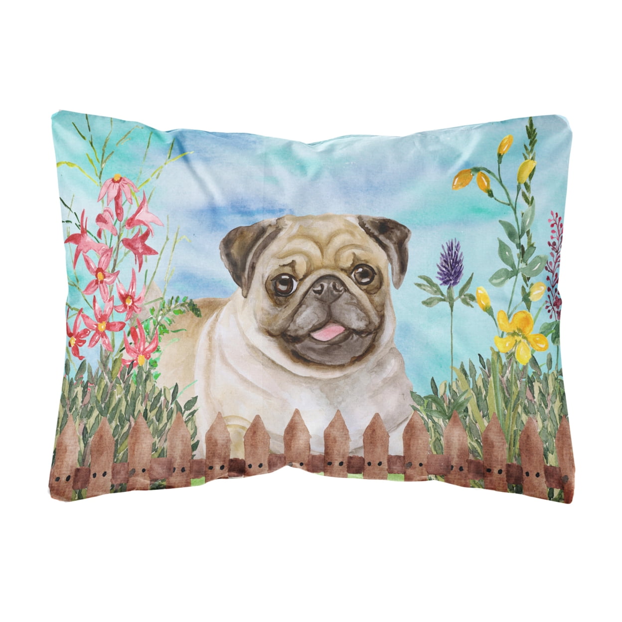 Fawn Pug Spring Canvas Fabric Decorative Pillow