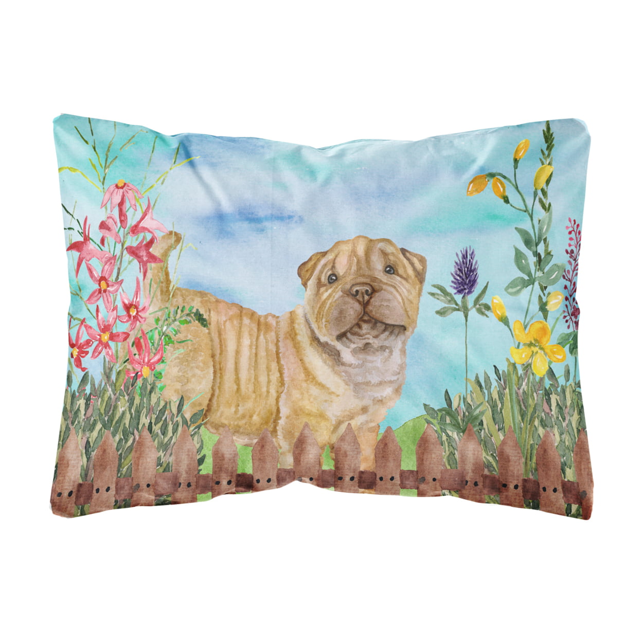 Shar Pei Puppy Spring Canvas Fabric Decorative Pillow