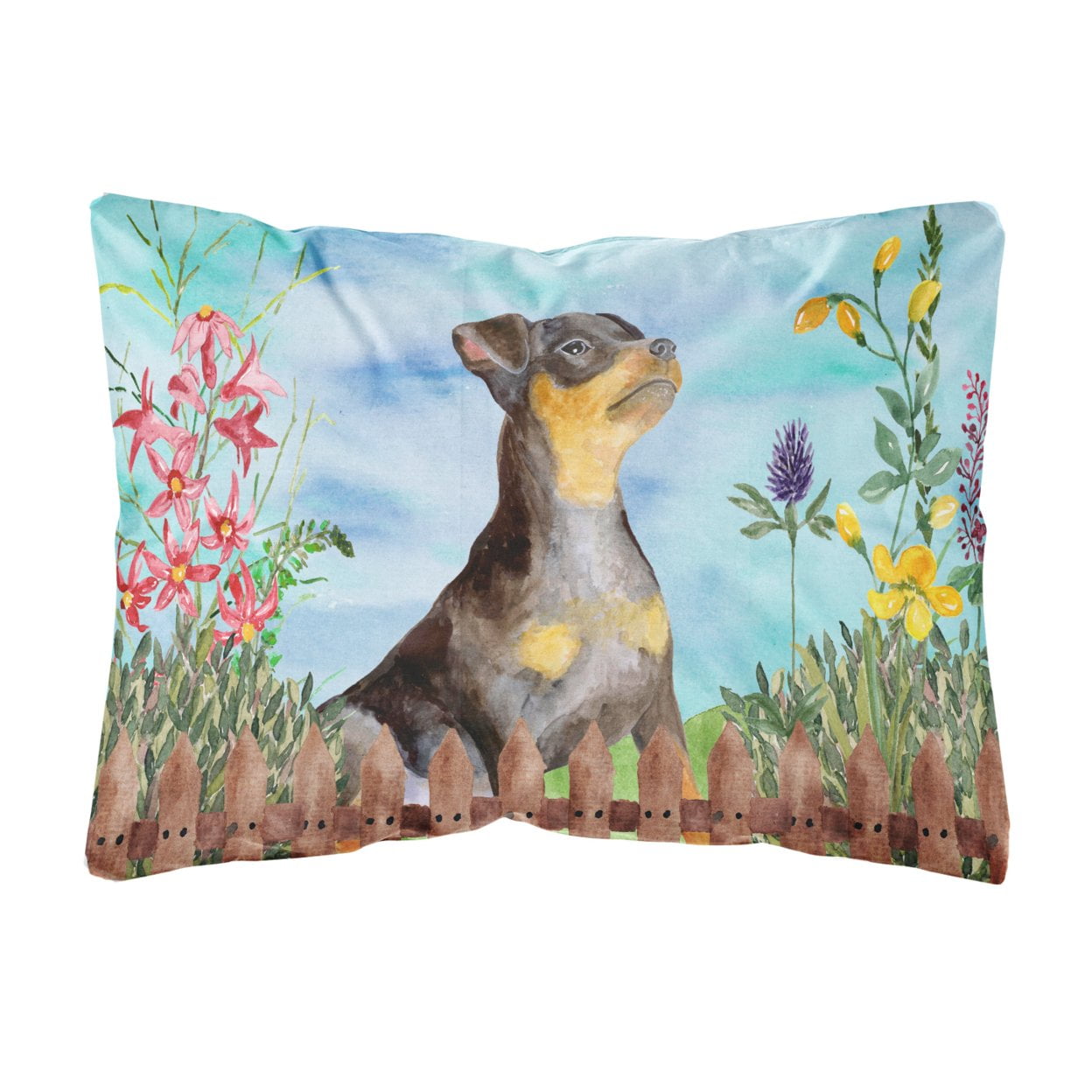 Miniature Pinscher No.2 Spring Canvas Fabric Decorative Pillow