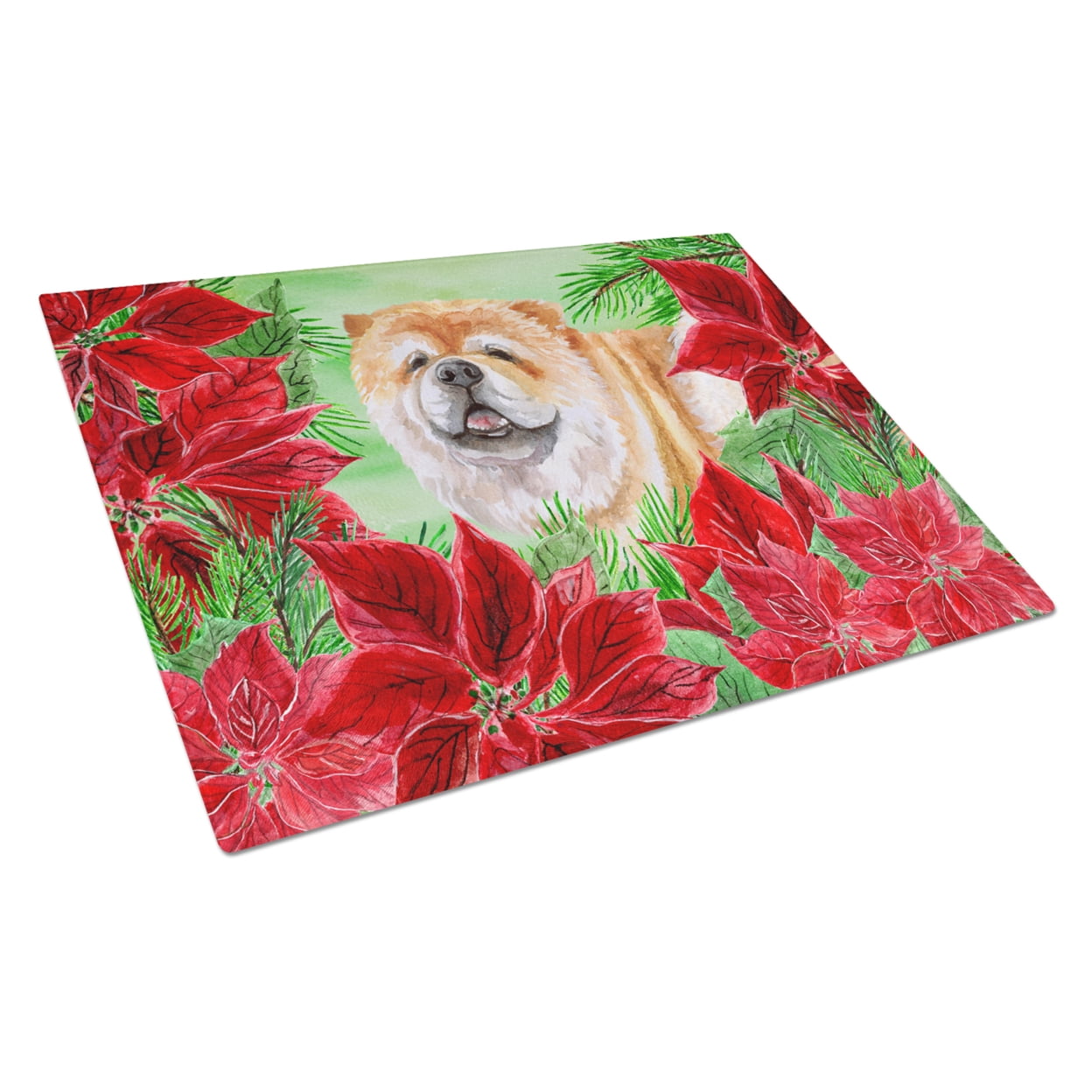 Cane Corso Poinsettas Glass Cutting Board, Large