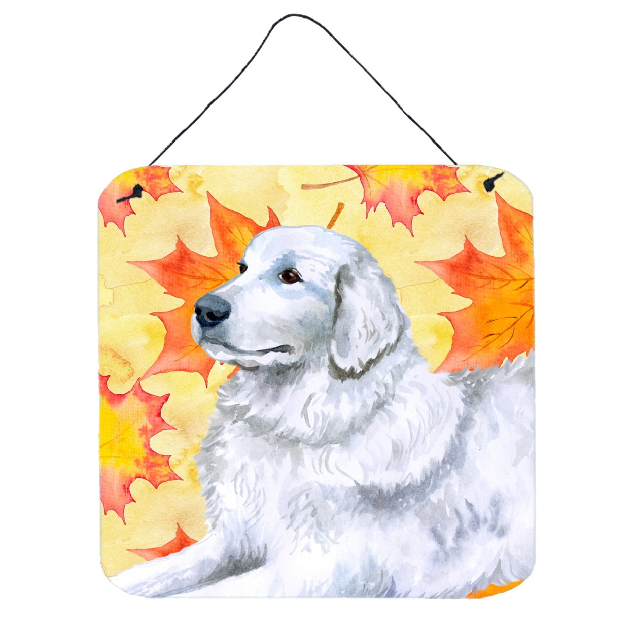 Maremma Sheepdog Fall Wall or Door Hanging Prints, 6 x 6 in.