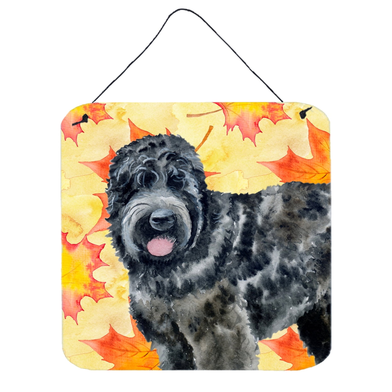 Black Russian Terrier Fall Wall or Door Hanging Prints, 6 x 6 in.