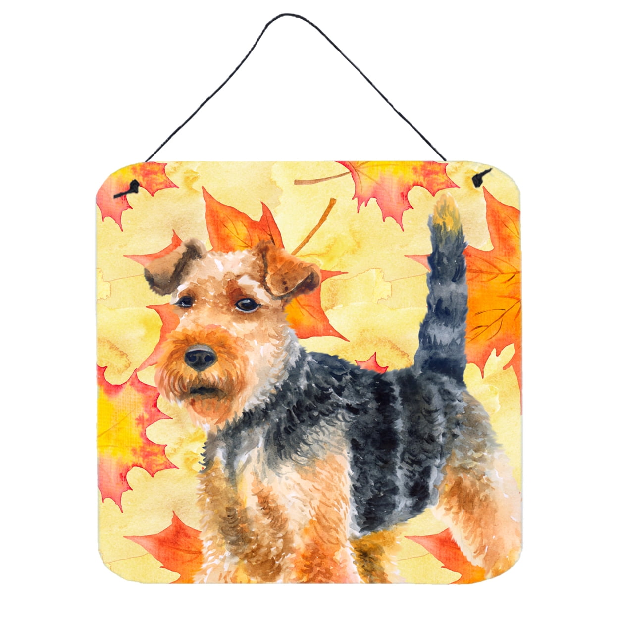 Welsh Terrier Fall Wall or Door Hanging Prints, 6 x 6 in.