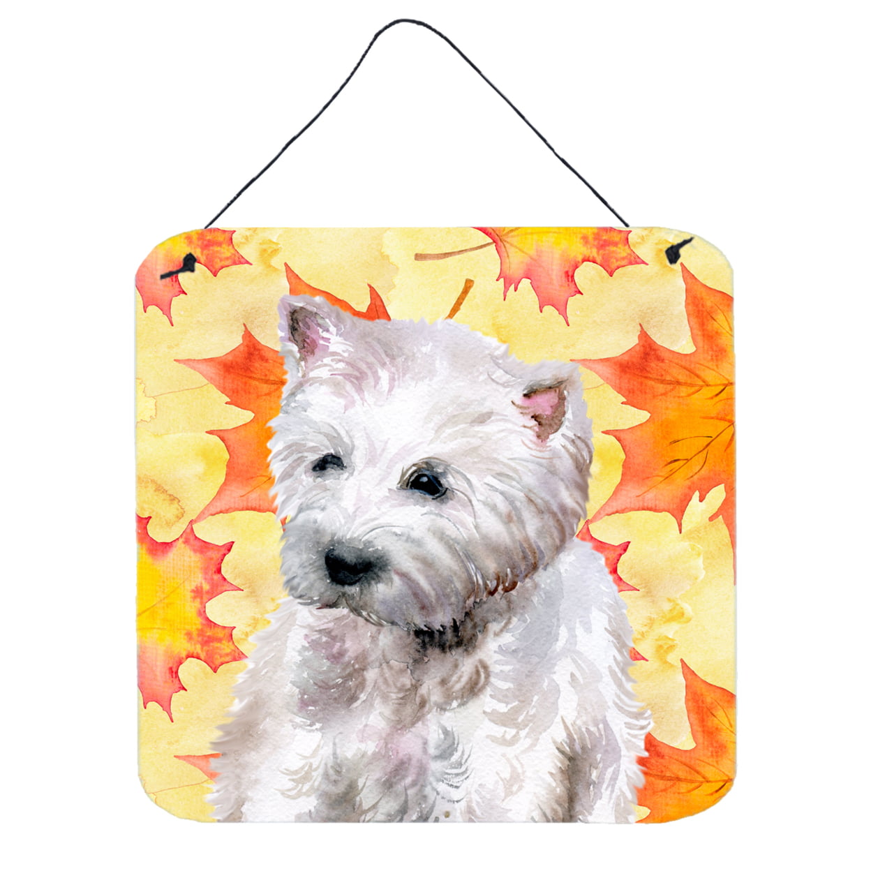 Westie Fall Wall or Door Hanging Prints, 6 x 6 in.