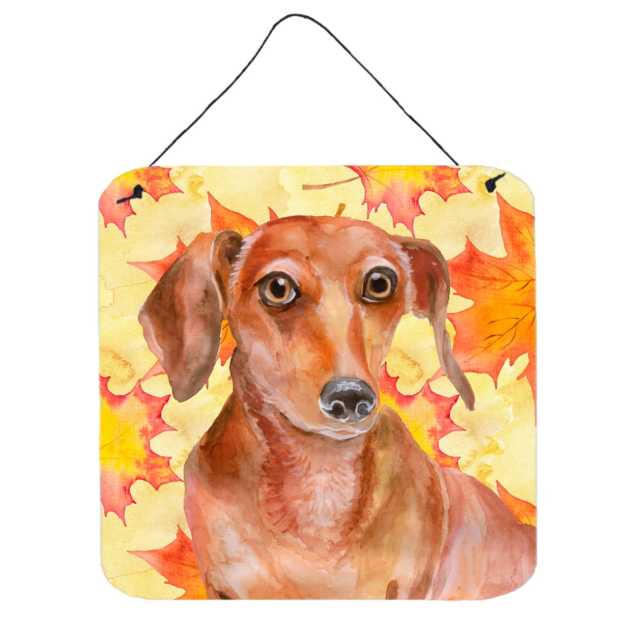 BB9968DS66 Red Dachshund Fall Wall or Door Hanging Prints, 6 x 6 in.