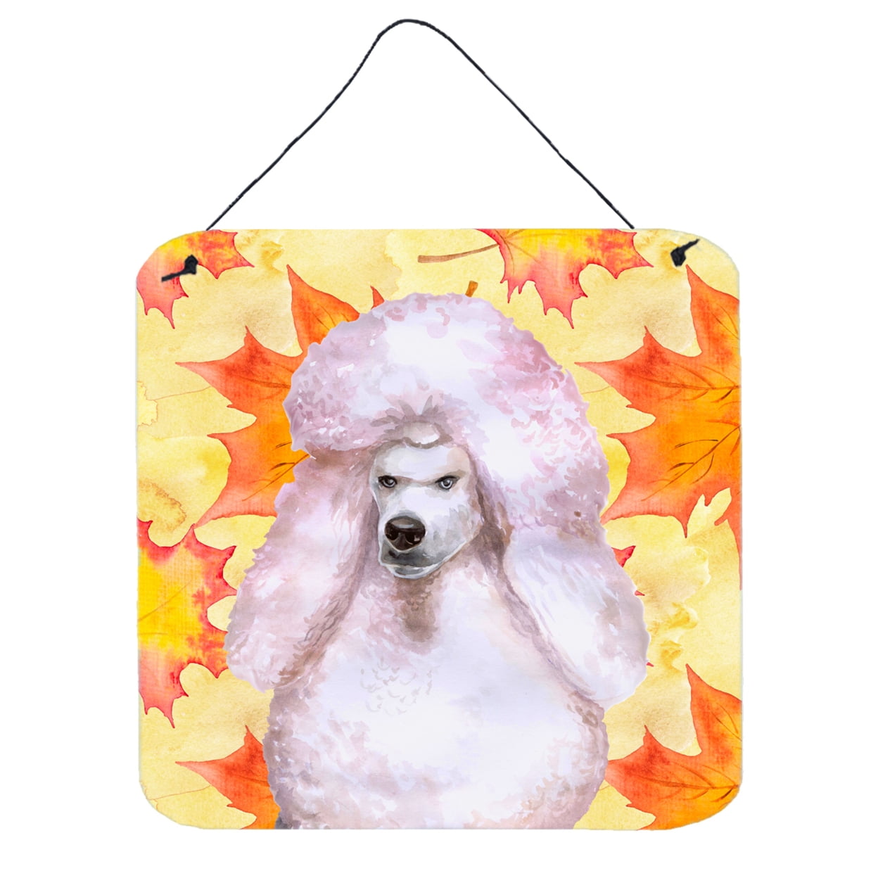 White Standard Poodle Fall Wall or Door Hanging Prints, 6 x 6 in.
