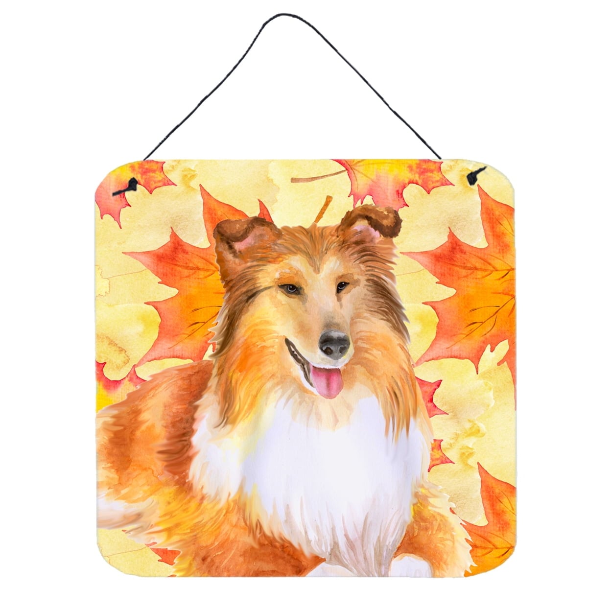 Sheltie Fall Wall or Door Hanging Prints, 6 x 6 in.