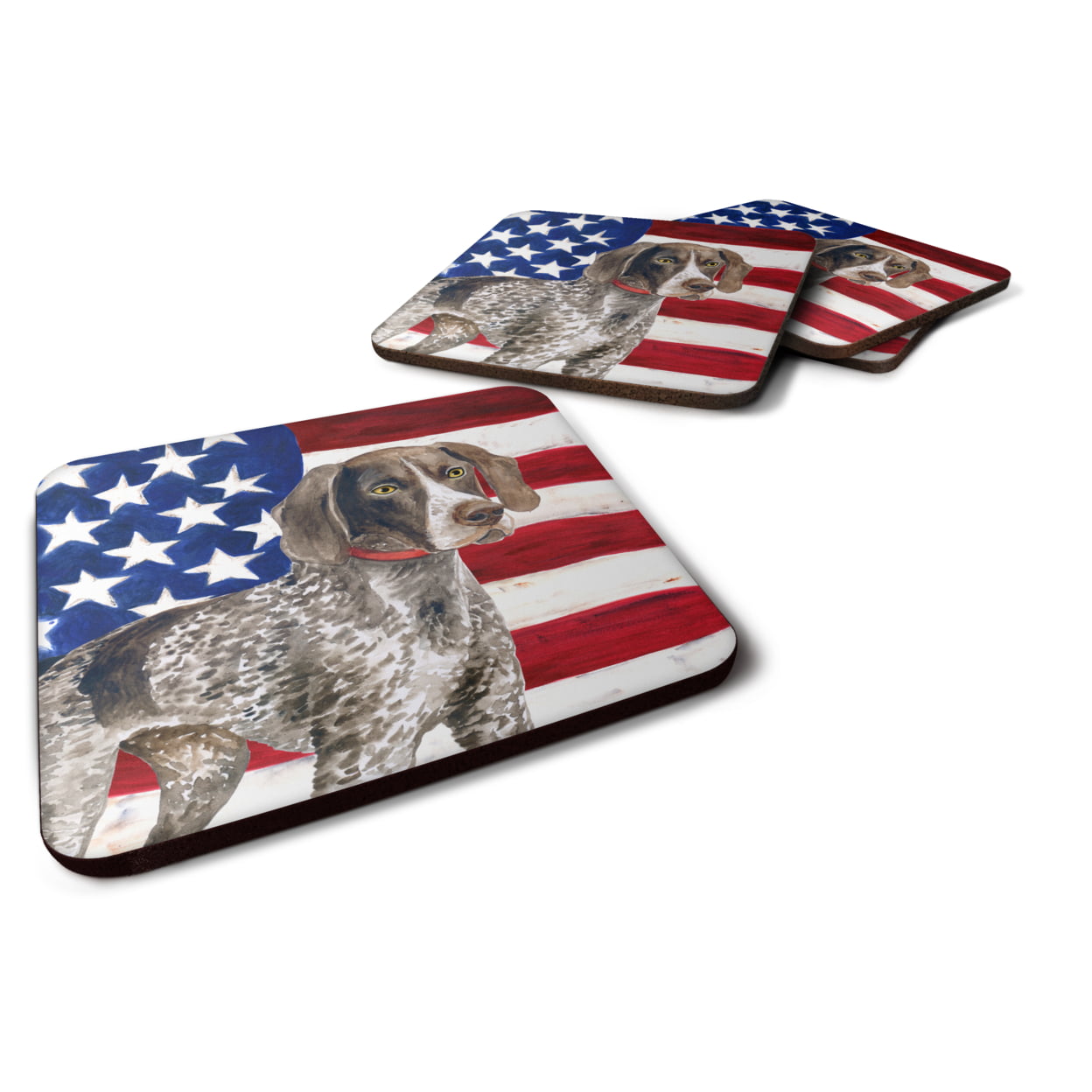 German Shorthaired Pointer Patriotic Foam Coaster, 3.5 x 3.5 in. - Set of 4