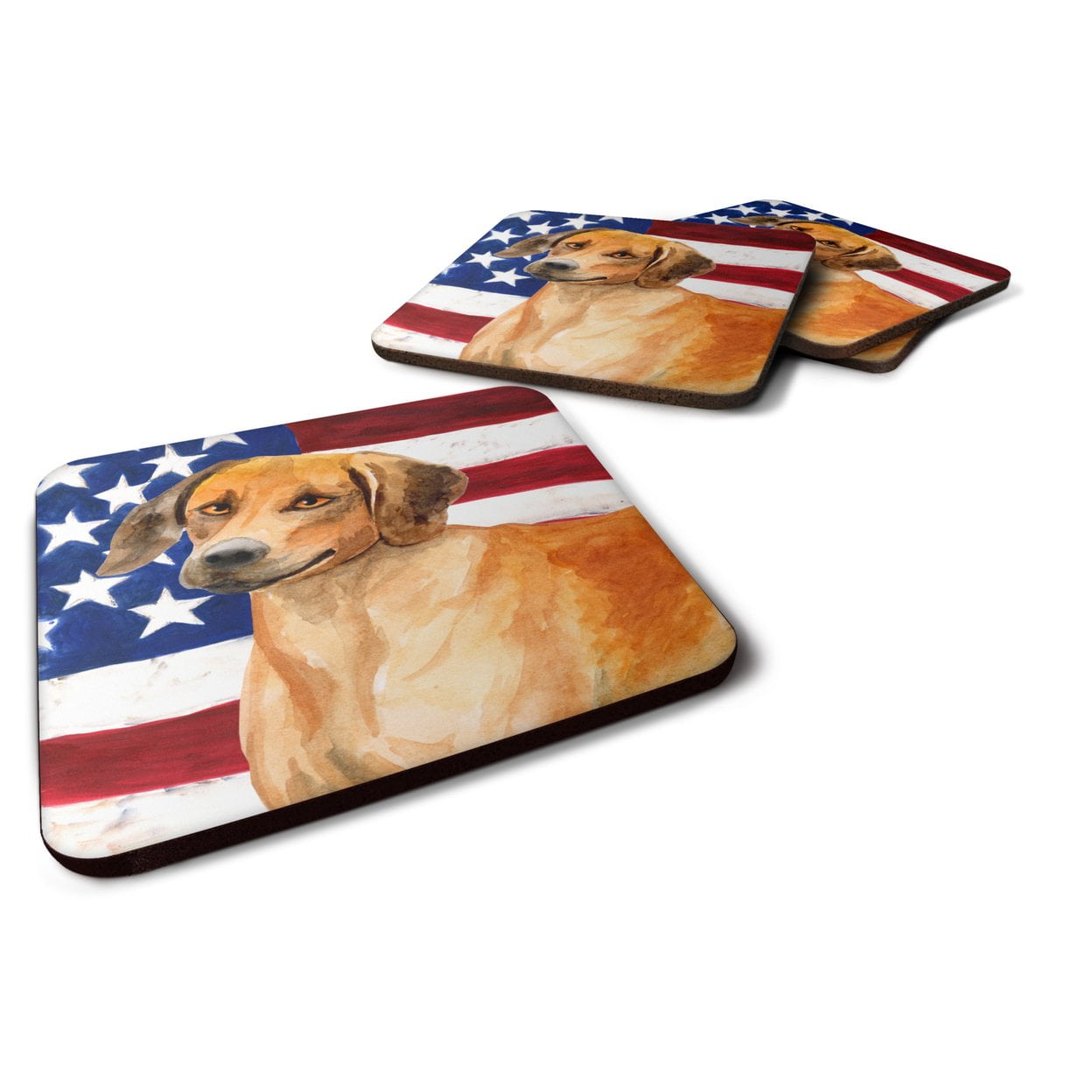 Rhodesian Ridgeback Patriotic Foam Coaster, 3.5 x 3.5 in. - Set of 4