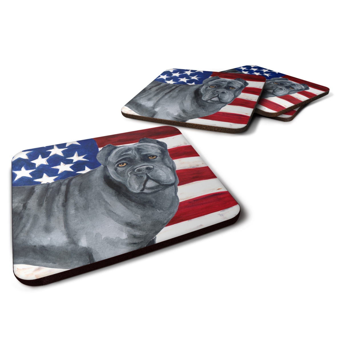 Cane Corso Patriotic Foam Coaster, 3.5 x 3.5 in. - Set of 4