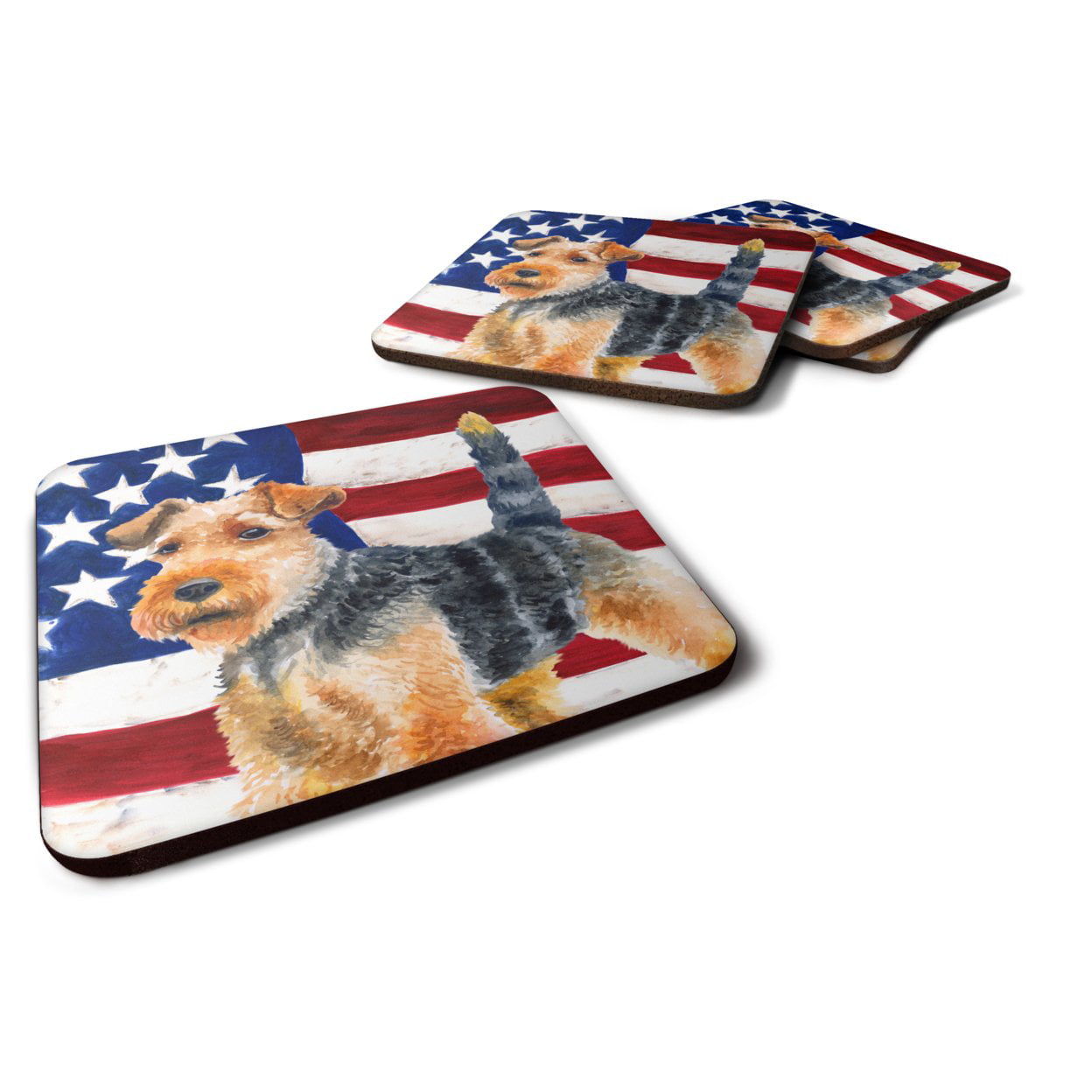 Picture of Carolines Treasures BB9700FC Welsh Terrier Patriotic Foam Coaster, 3.5 x 3.5 in. - Set of 4