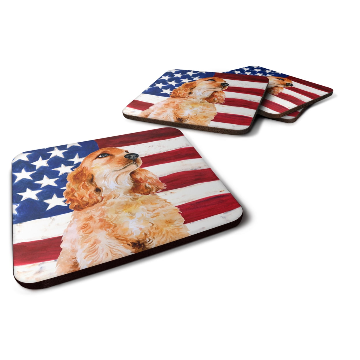 Cocker Spaniel Patriotic Foam Coaster, 3.5 x 3.5 in. - Set of 4