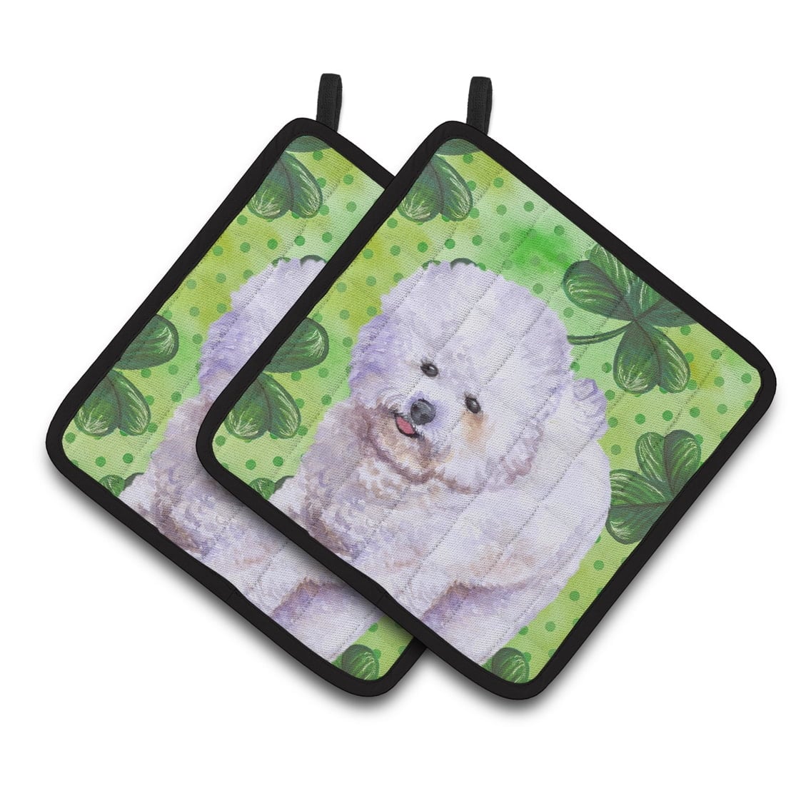 BB9822PTHD Bichon Frise St.Patricks Pair of Pot Holders