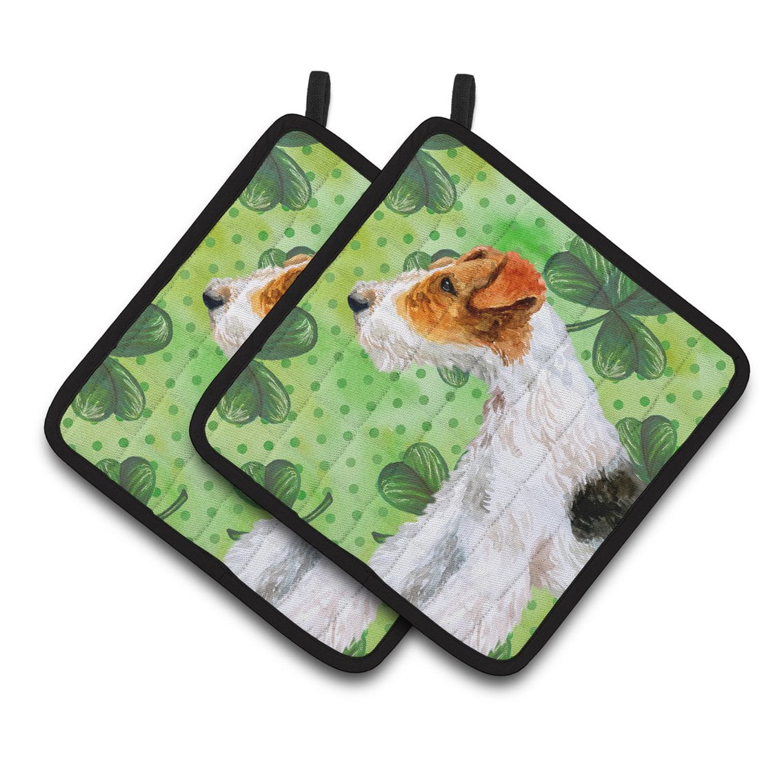 Fox Terrier St.Patricks Pair of Pot Holders