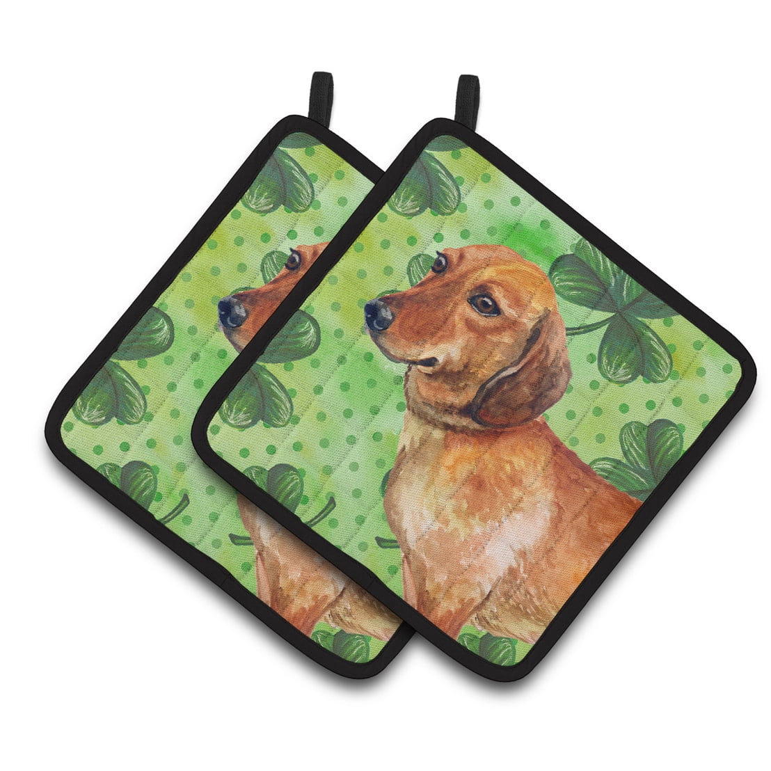 Dachshund St.Patricks Pair of Pot Holders