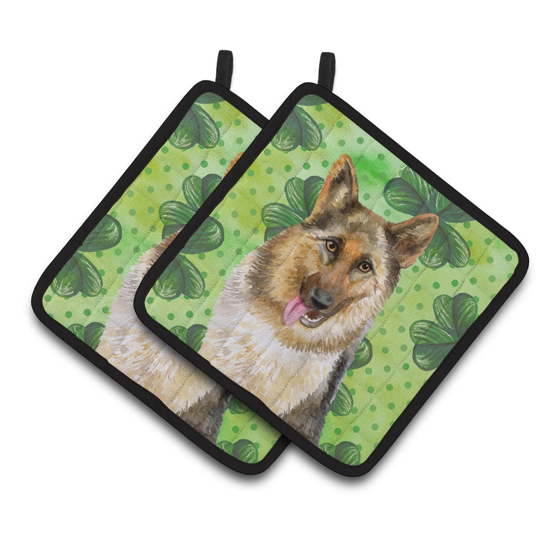 German Shepherd St.Patricks Pair of Pot Holders