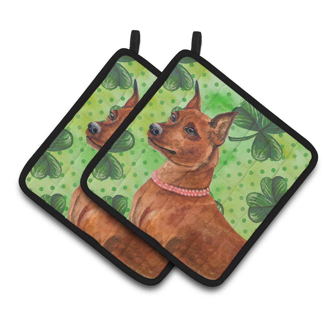 Miniature Pinscher St.Patricks Pair of Pot Holders