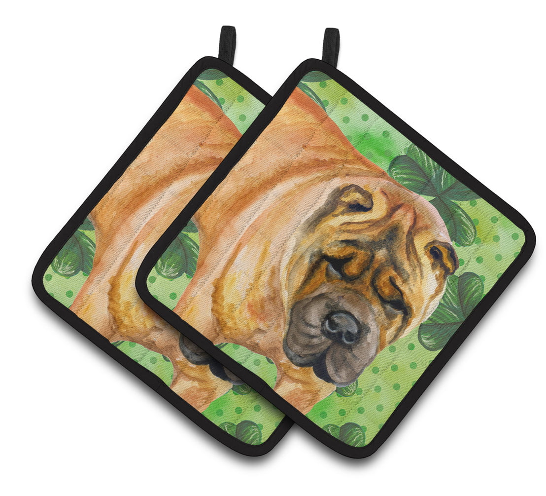 Shar Pei St.Patricks Pair of Pot Holders