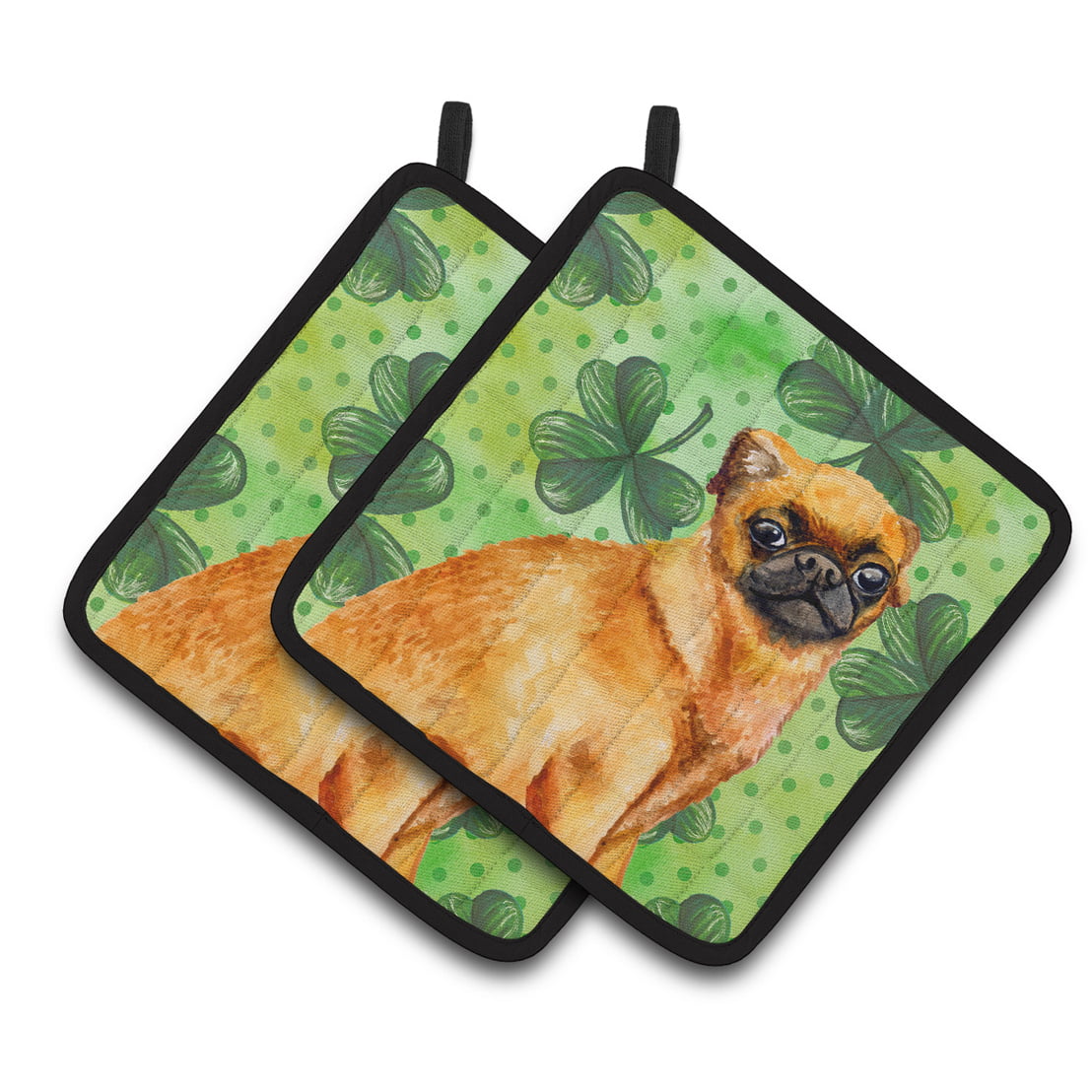 Small Brabant Griffon St.Patricks Pair of Pot Holders