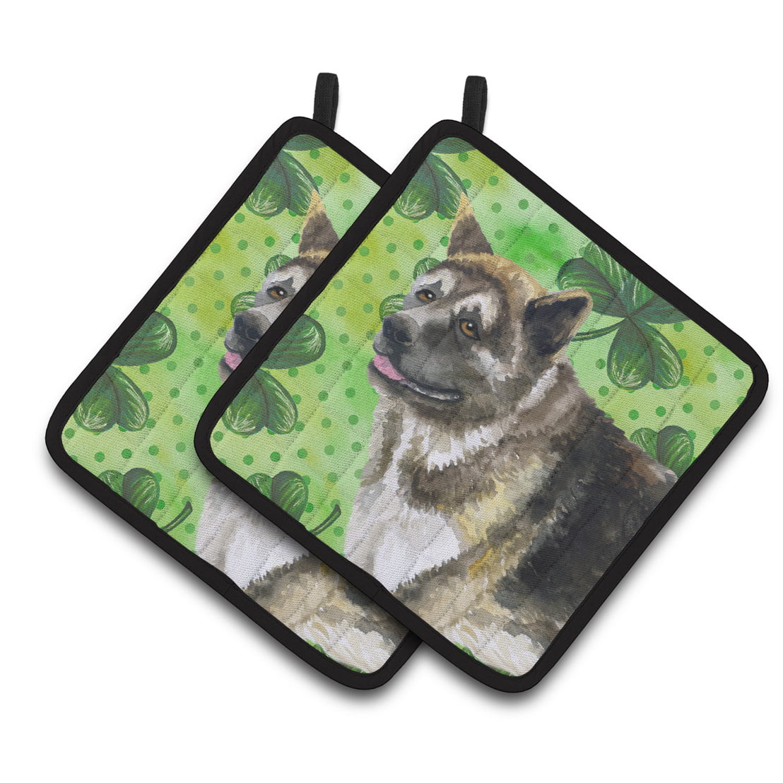 American Akita St.Patricks Pair of Pot Holders