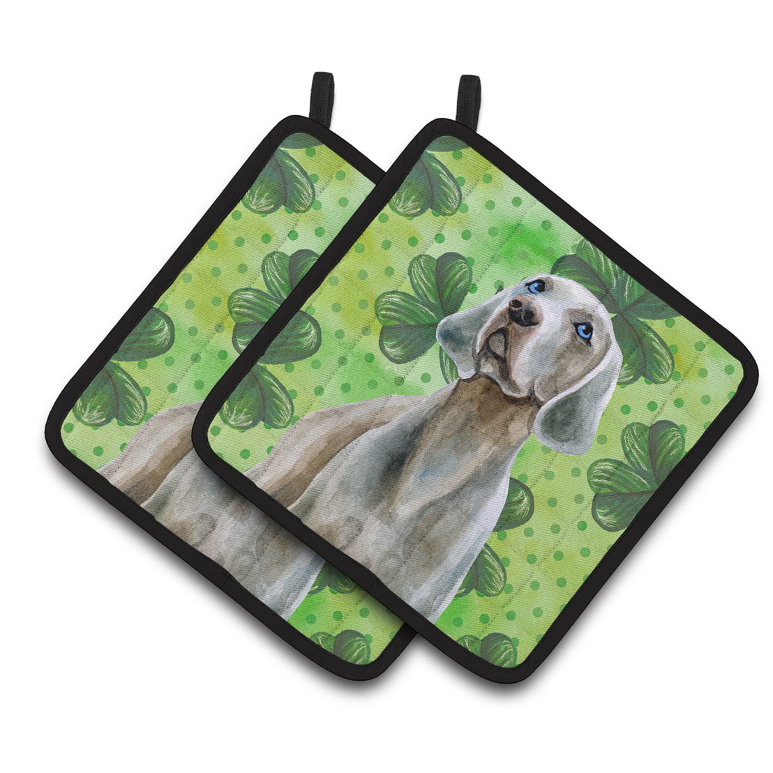 Weimaraner St.Patricks Pair of Pot Holders