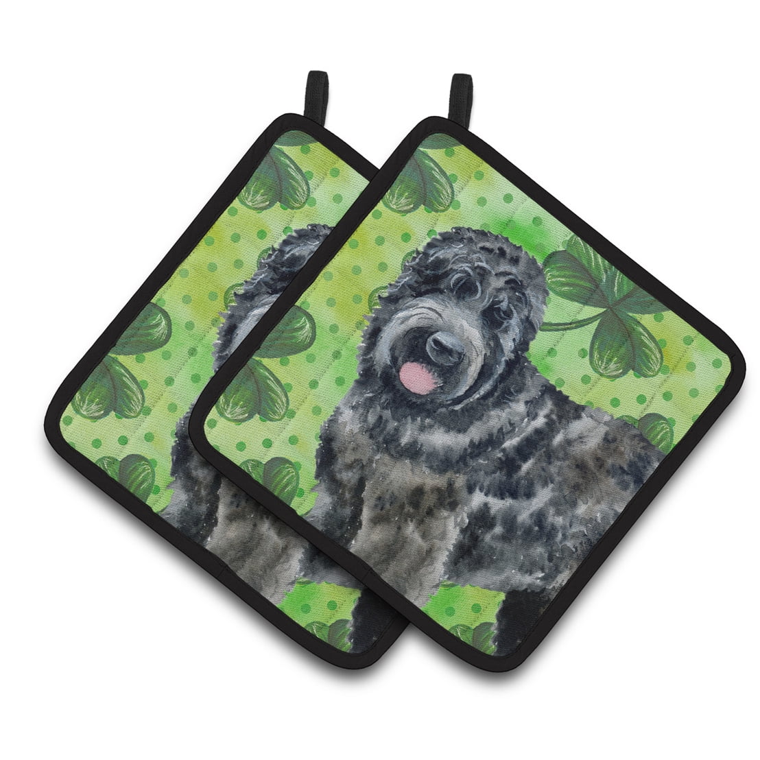 Black Russian Terrier St.Patricks Pair of Pot Holders
