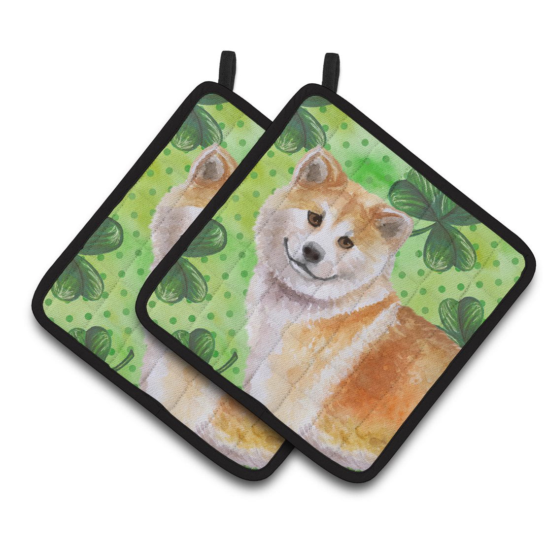Shiba Inu St.Patricks Pair of Pot Holders