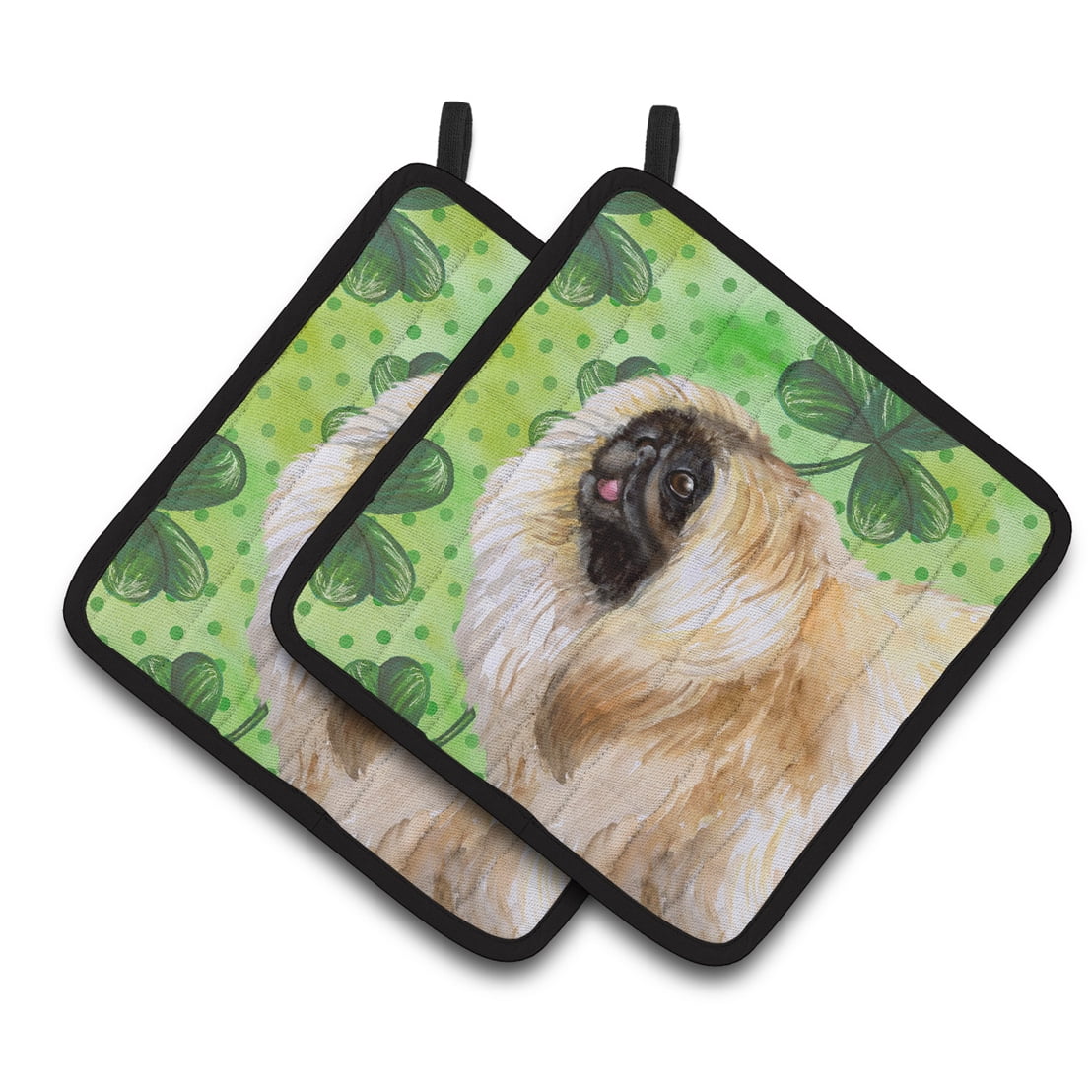 Pekingese St.Patricks Pair of Pot Holders