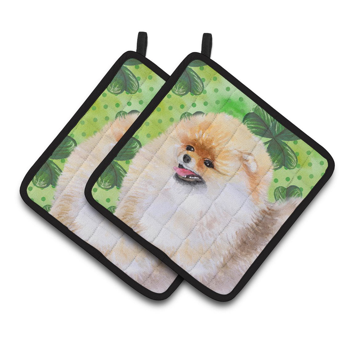 Pomeranian St.Patricks Pair of Pot Holders