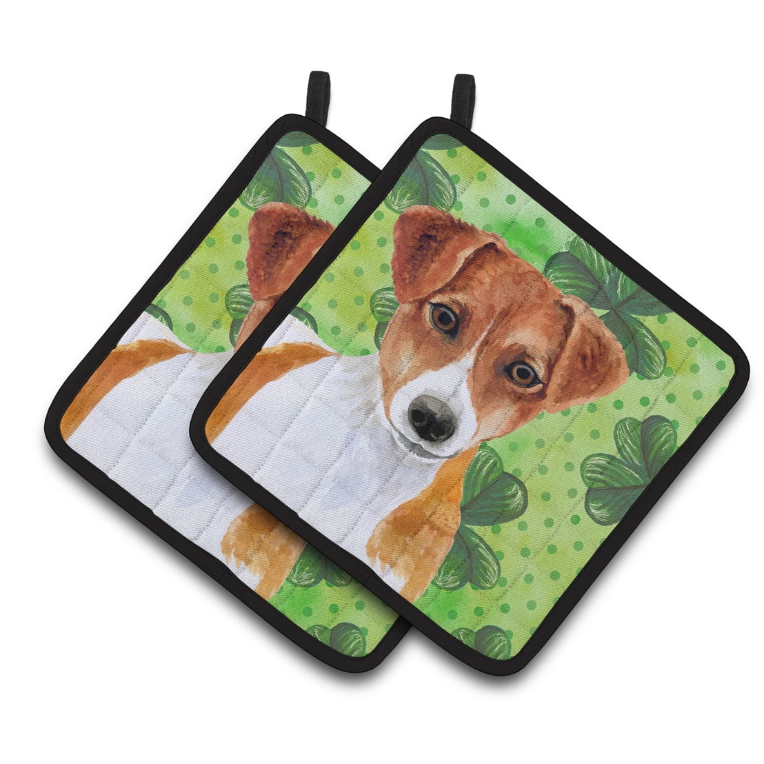 Jack Russell Terrier St.Patricks Pair of Pot Holders