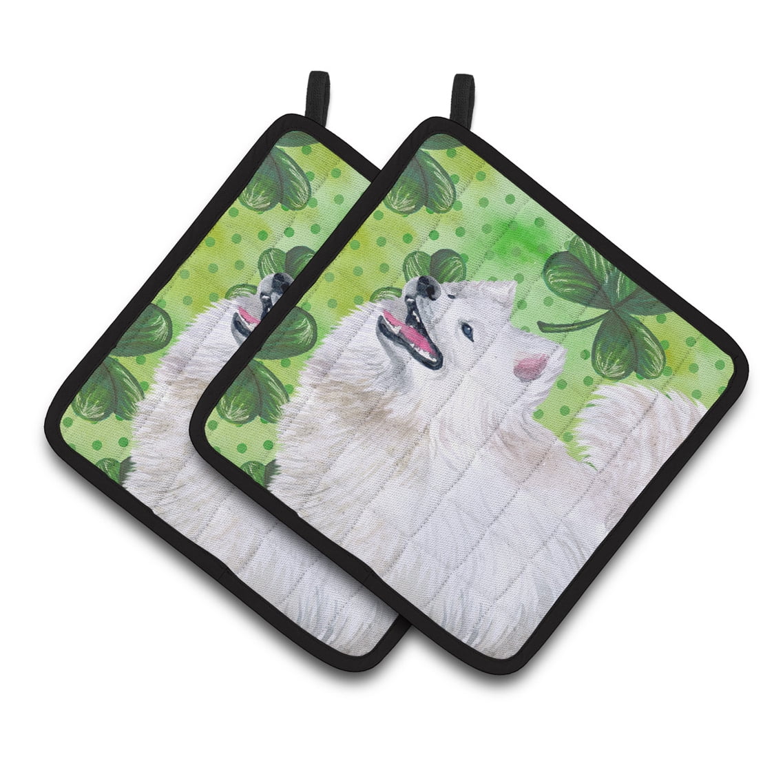 BB9865PTHD Samoyed St.Patricks Pair of Pot Holders