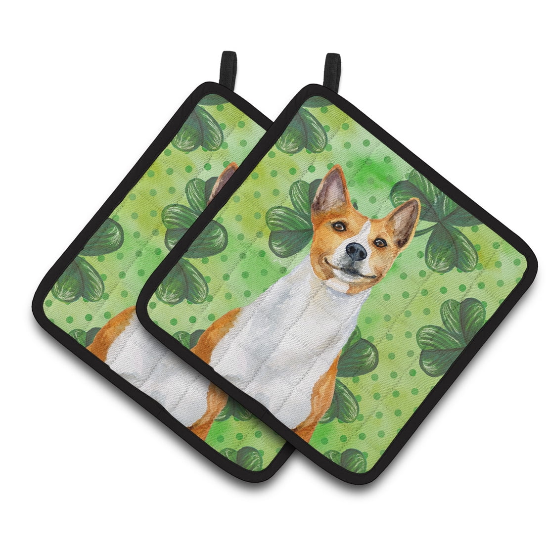 Basenji St.Patricks Pair of Pot Holders