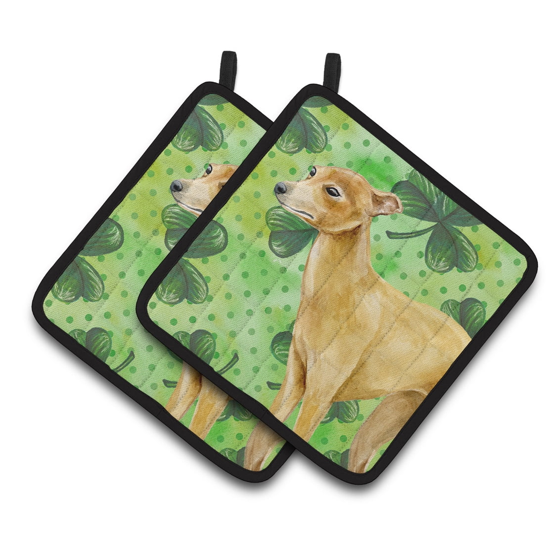 Italian Greyhound St.Patricks Pair of Pot Holders
