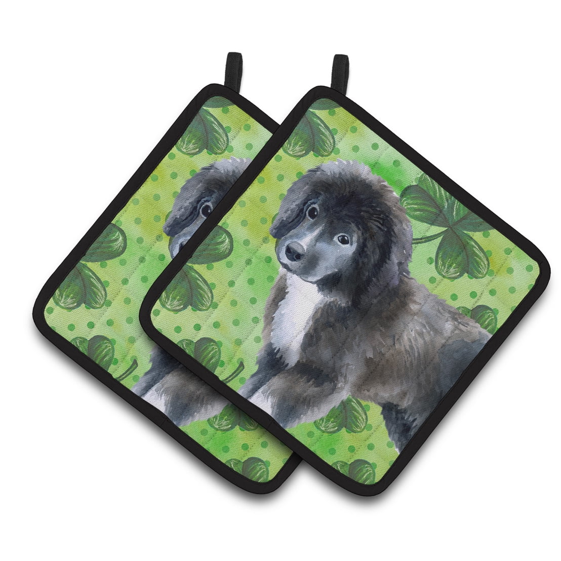 BB9873PTHD Newfoundland Puppy St.Patricks Pair of Pot Holders