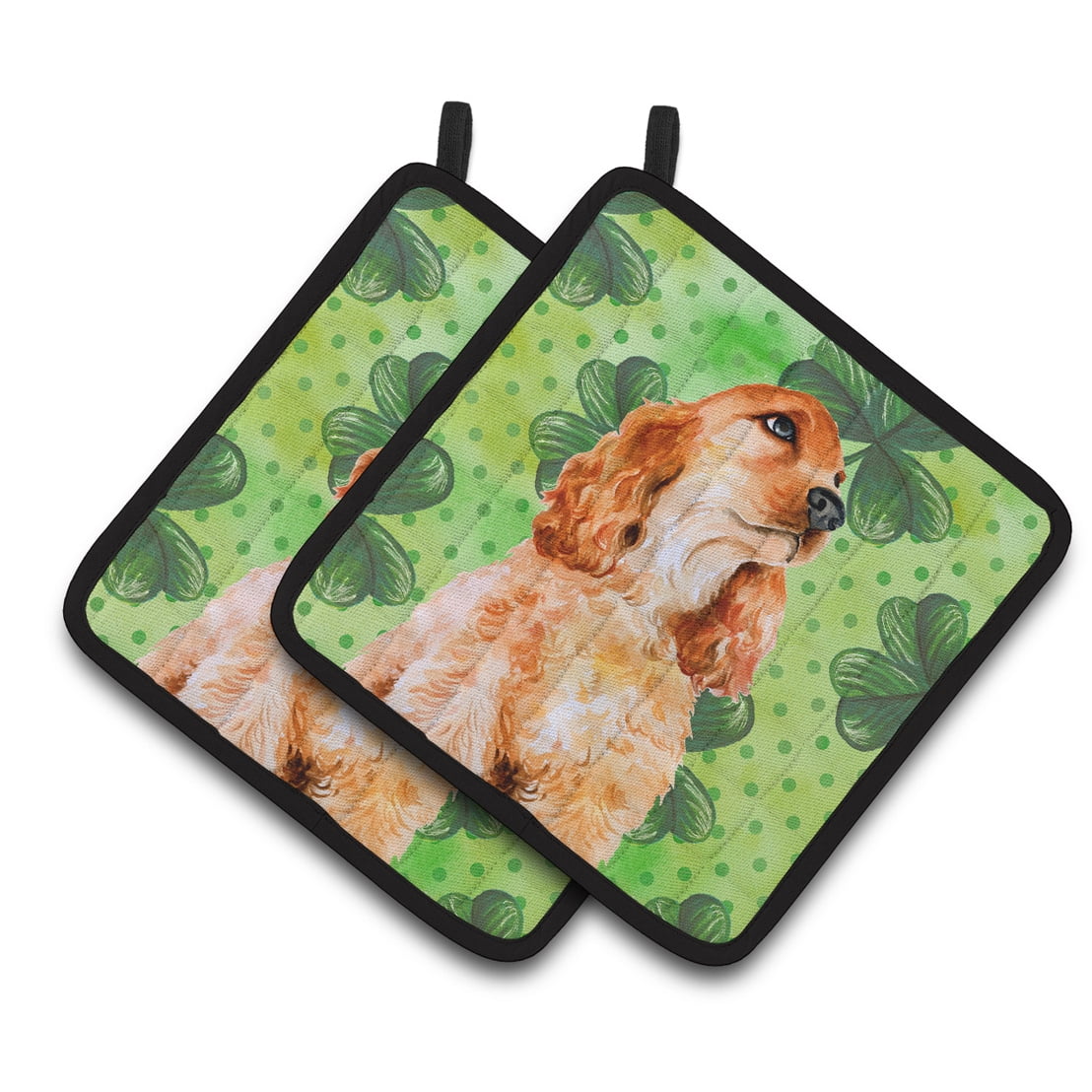 BB9880PTHD Cocker Spaniel St.Patricks Pair of Pot Holders