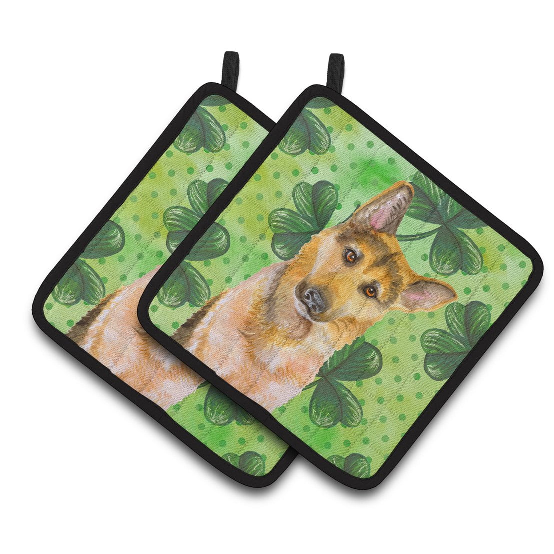 German Shepherd No.2 St.Patricks Pair of Pot Holders
