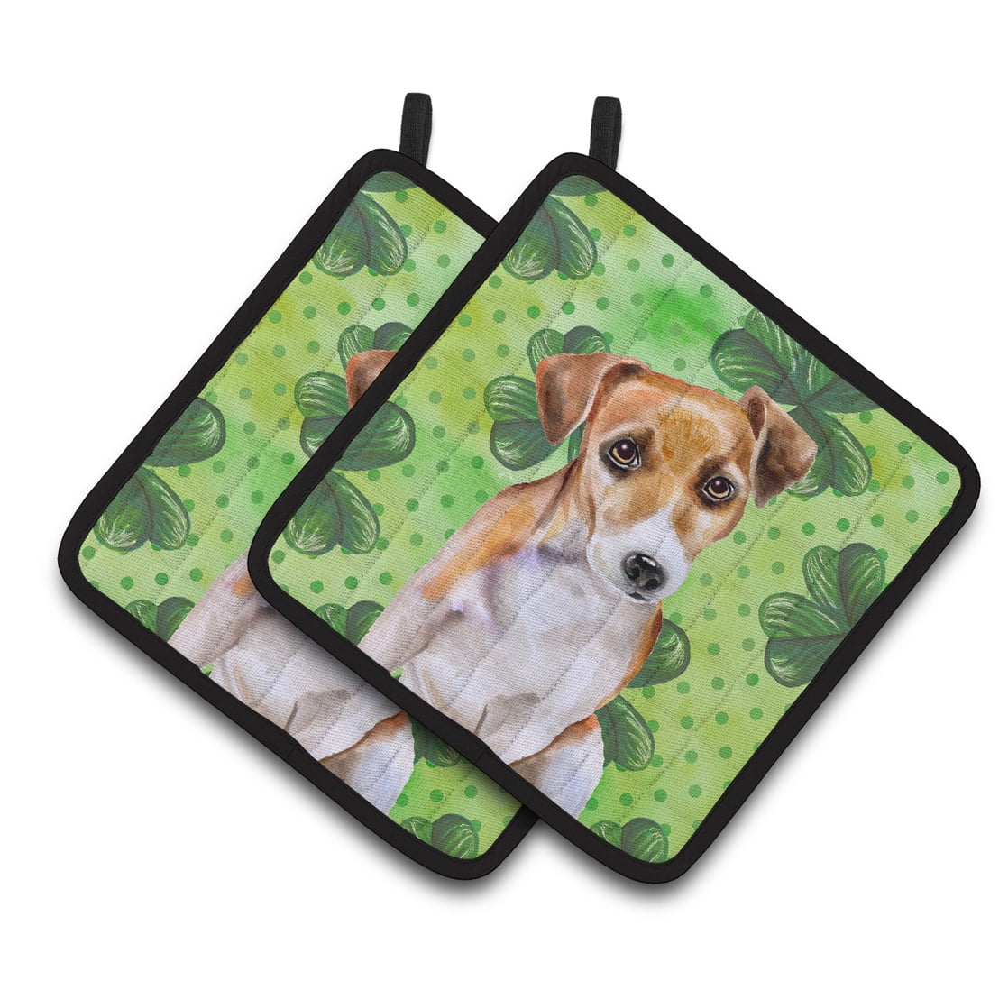 Jack Russell Terrier No.2 St.Patricks Pair of Pot Holders