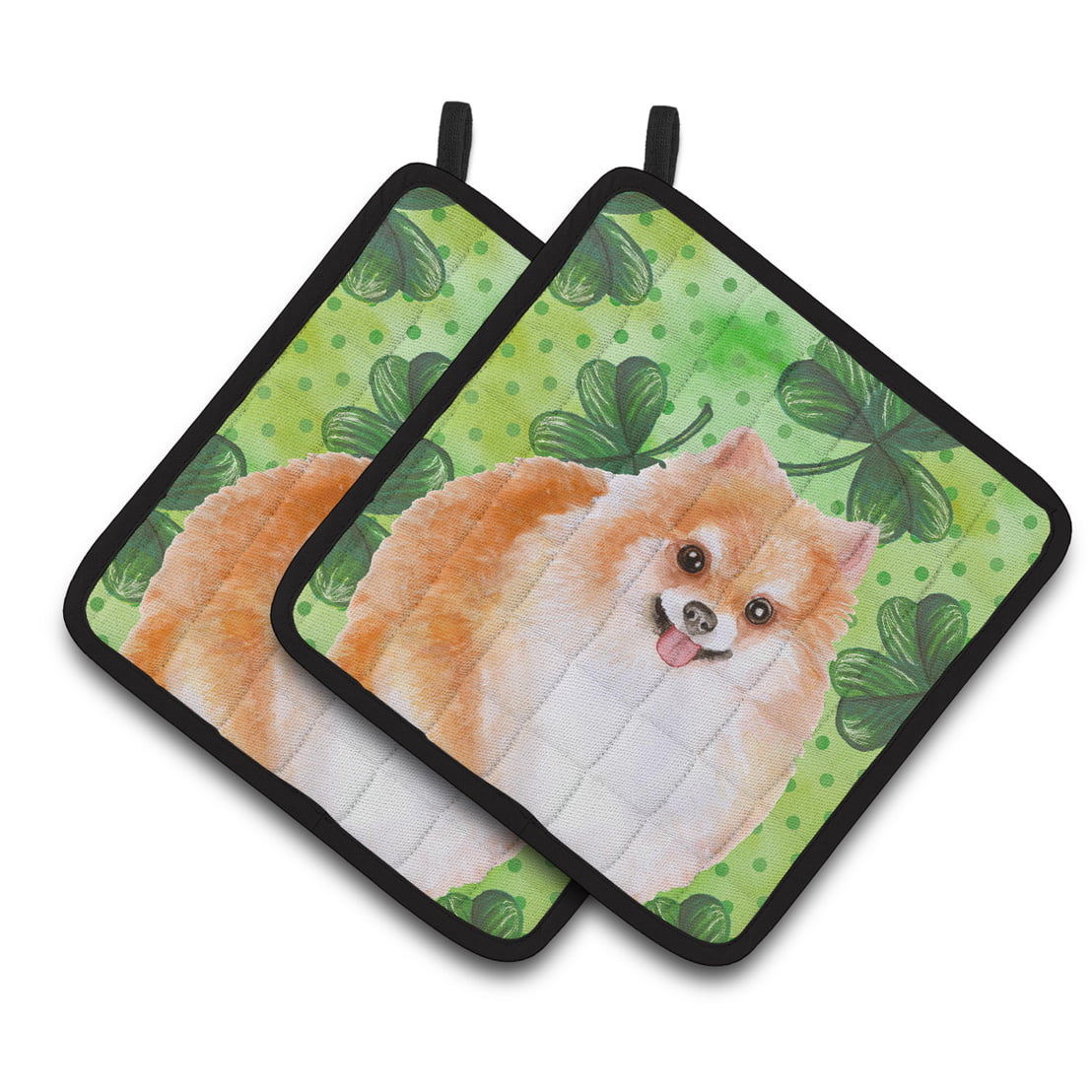 Pomeranian No.2 St.Patricks Pair of Pot Holders