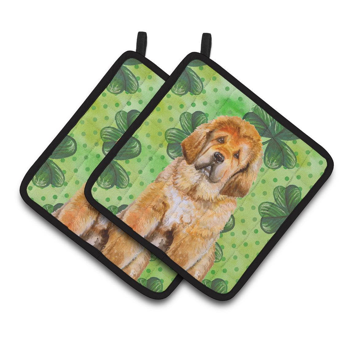 Tibetan Mastiff St.Patricks Pair of Pot Holders