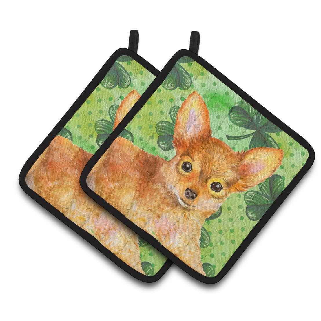 Toy Terrier St.Patricks Pair of Pot Holders