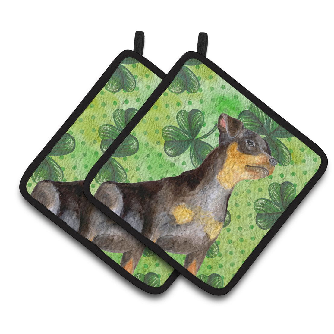 Miniature Pinscher No.2 St.Patricks Pair of Pot Holders