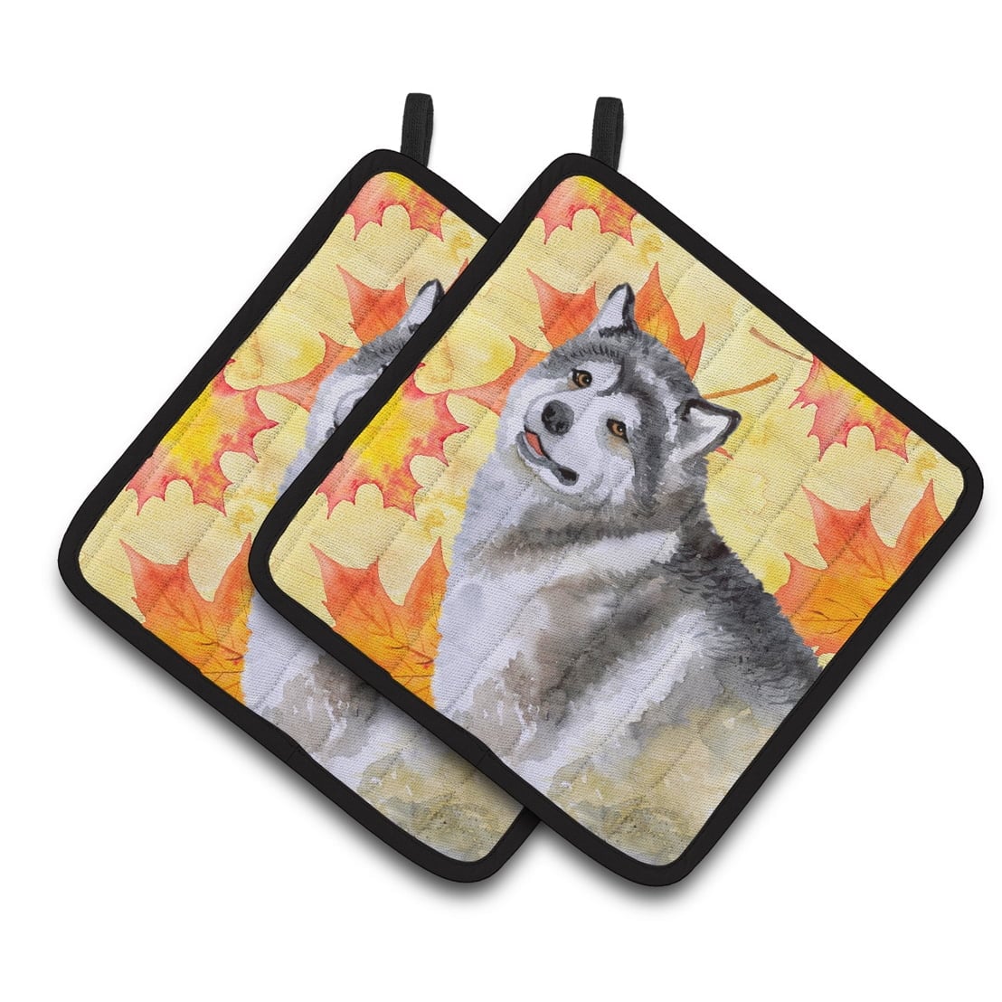 Alaskan Malamute Fall Pair of Pot Holders