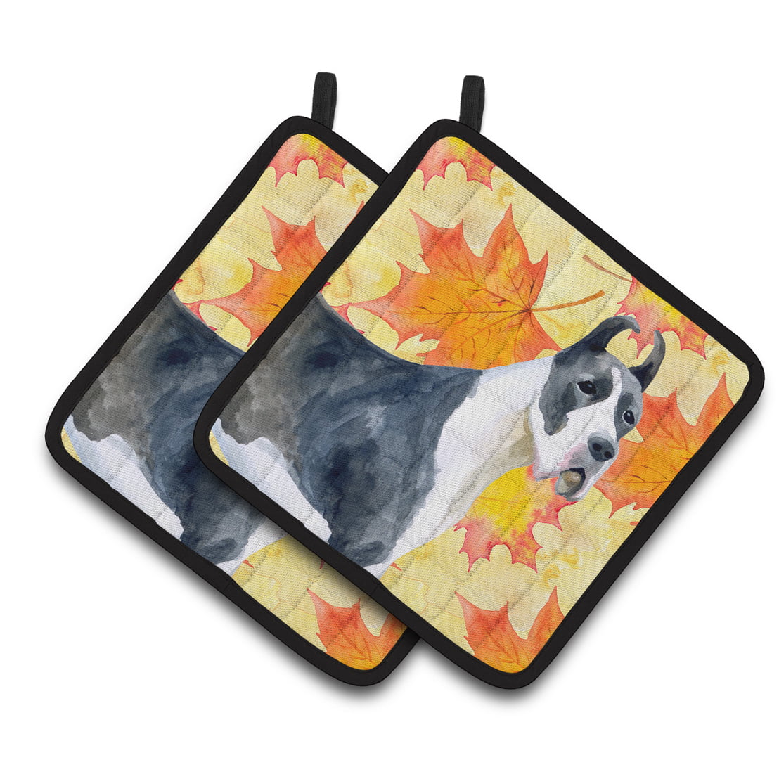 Harlequin Great Dane Fall Pair of Pot Holders