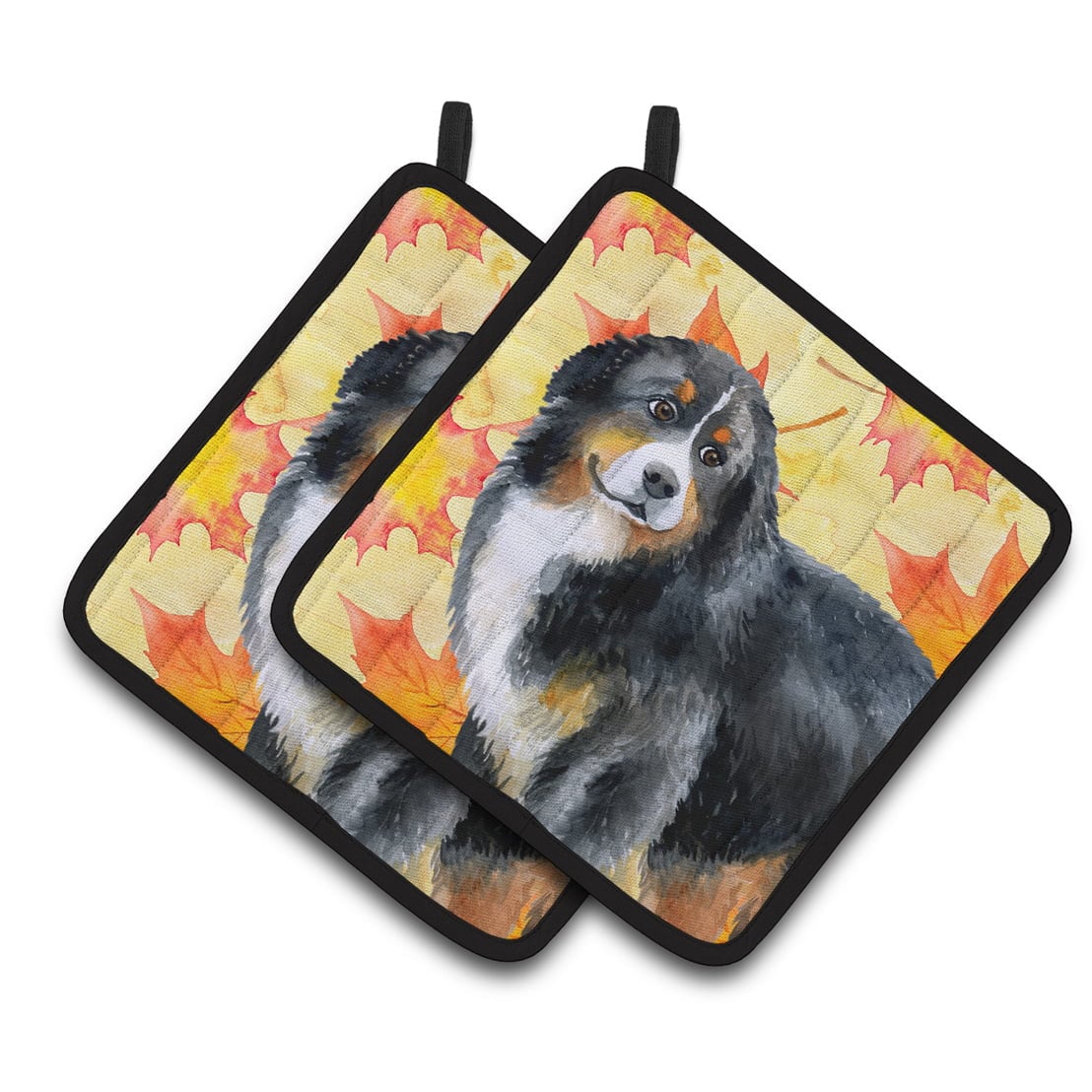 Bernese Mountain Dog Fall Pair of Pot Holders