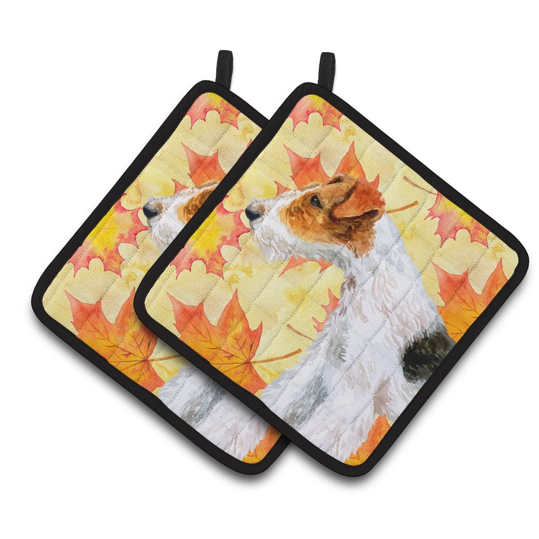 BB9911PTHD Fox Terrier Fall Pair of Pot Holders
